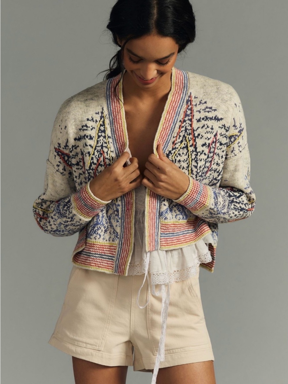 Anthropologie Pilcro Sail Front Button Cardigan. Beautiful Colors. Size XL